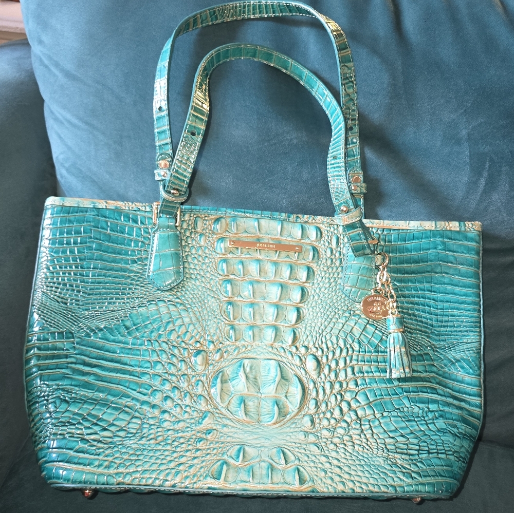 Brahmin 'Medium Asher' Leather Tote TEAL